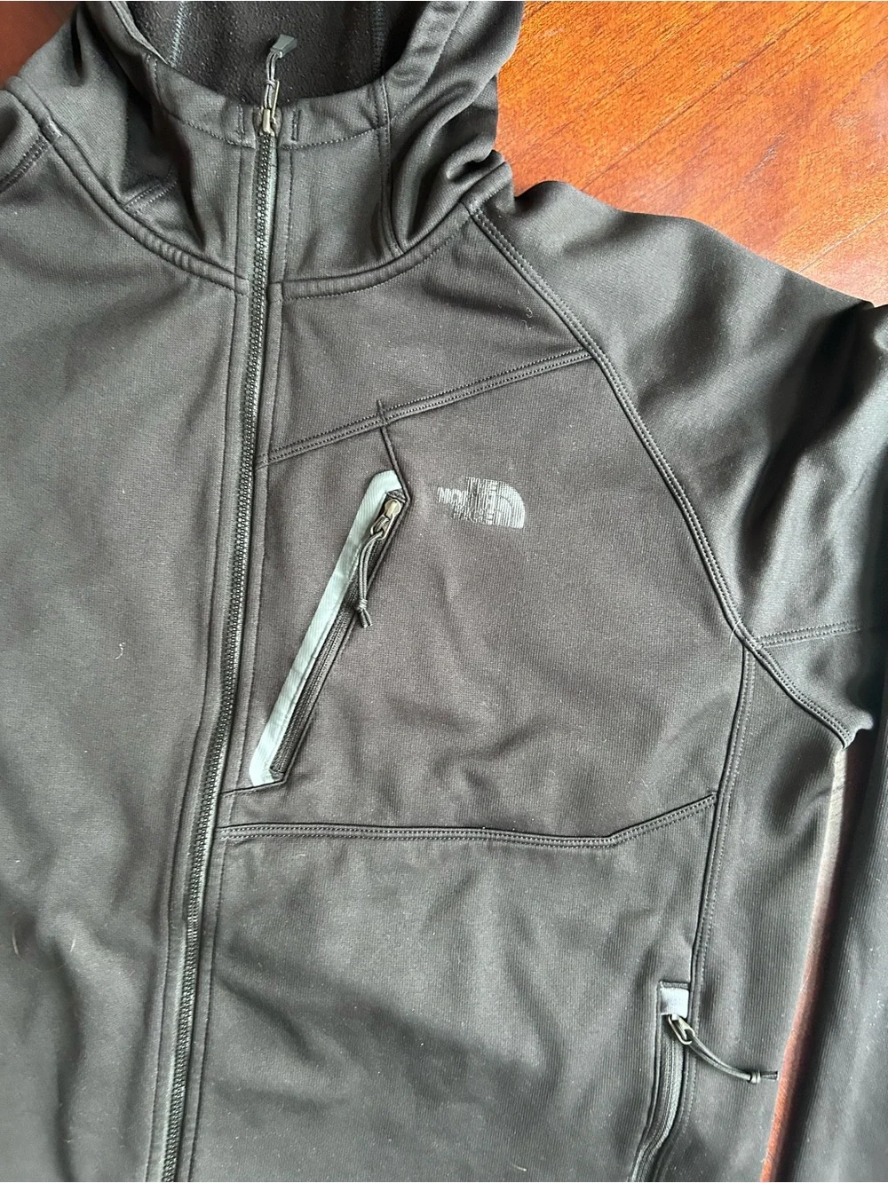 The North Face Black Hooded Performance Softshell Jacket size XL